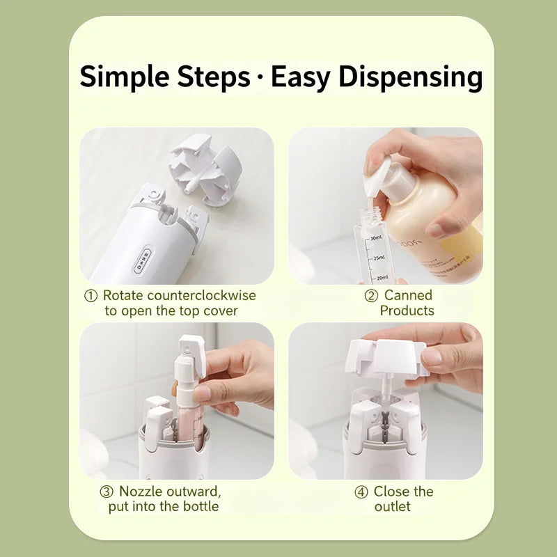 TravelFlow™ 4-in-1 Dispenser ✈️ — One Bottle, Four Essentials